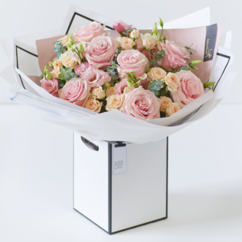 Pink Roses Lisianthus Spray Roses Bouquet